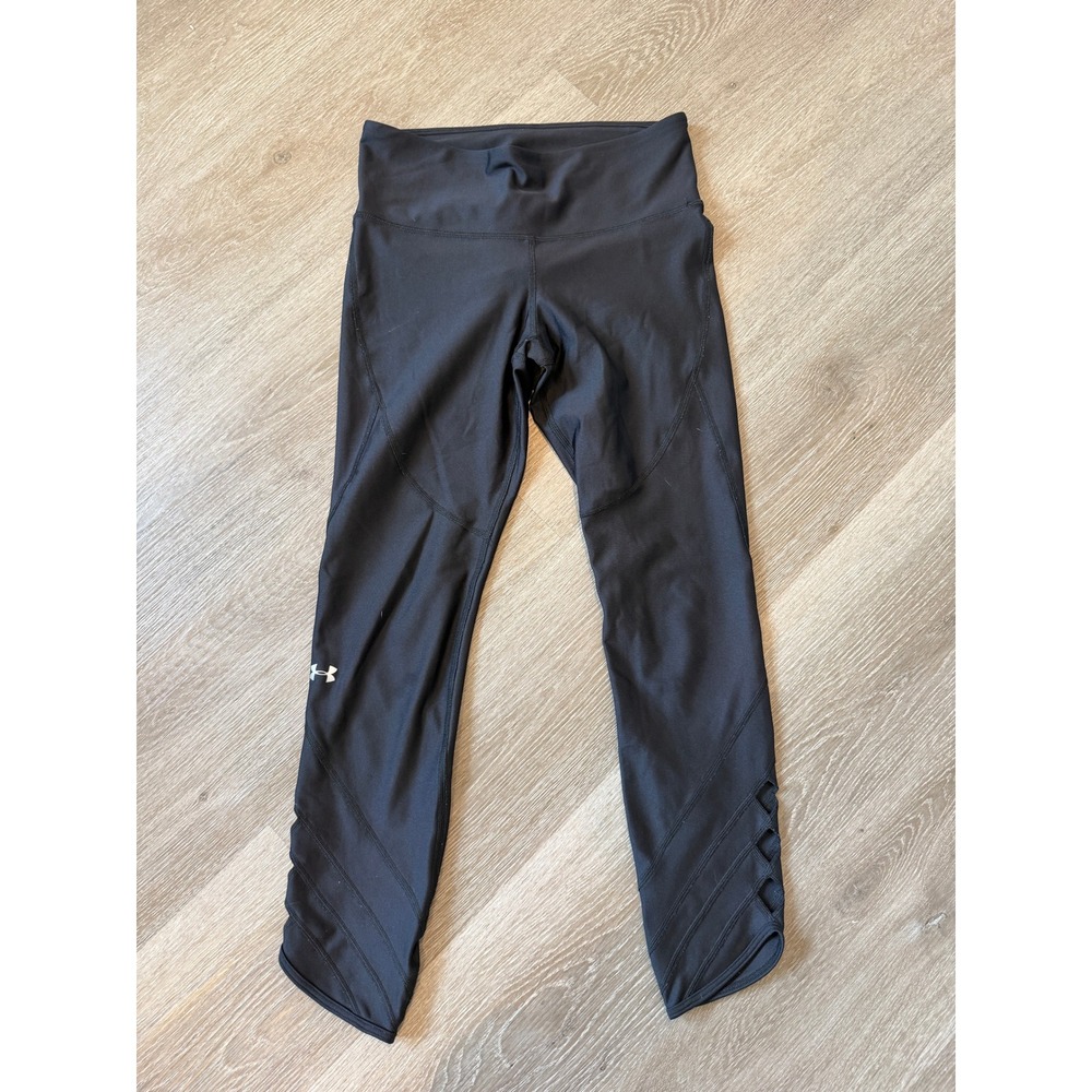 Under Armour HeatGear Compression Leggings Black Lattice Cutout Medium Womens
